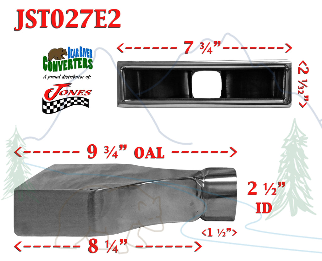 Black Chrome Rectangle Exhaust Tip 2.5x22 Inlet / 10x22 Long Q792714