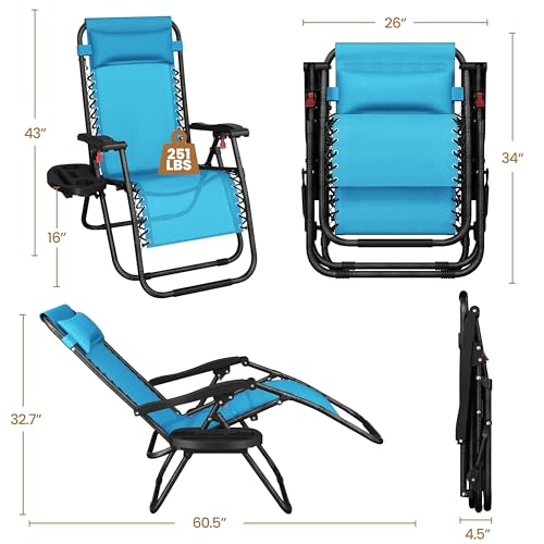 Zero Gravity Reclining Lounge Chairs Set of 2 Black O658