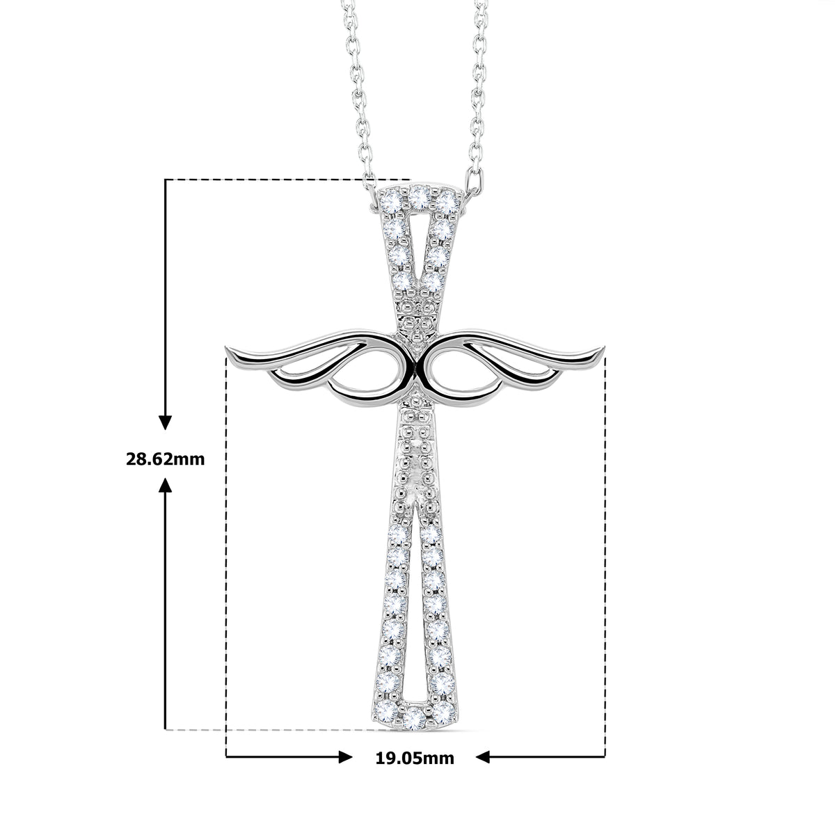 18K White Gold Diamond Cross Necklace Z943186