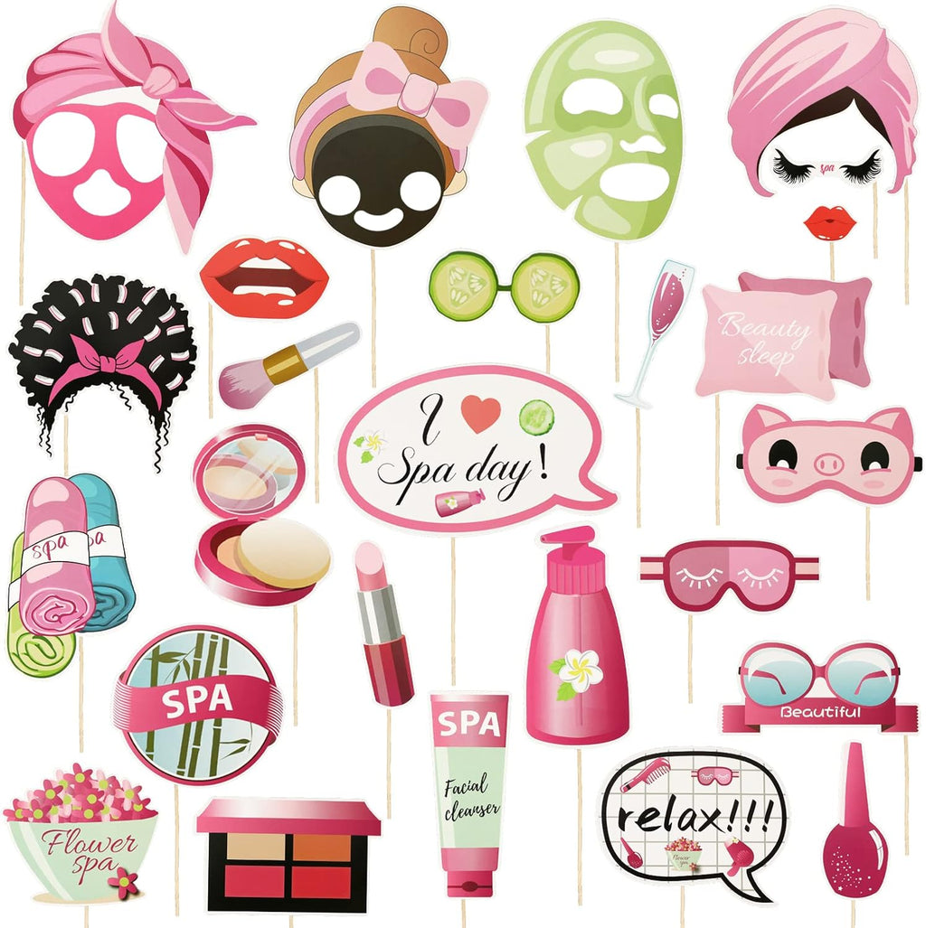 26 PCS Spa Party Photo Booth Props T40895