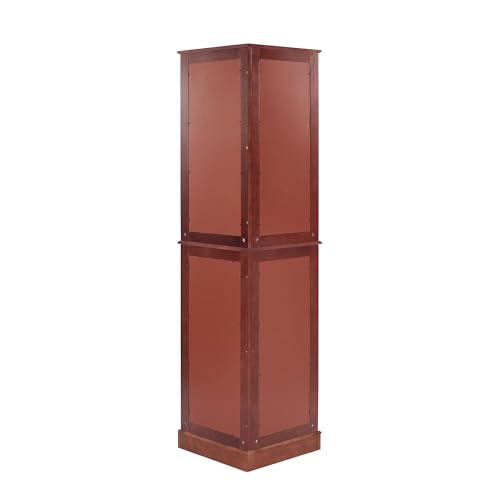 72" Tall Corner 6-Shelf Curio Cabinet with Tempered Glass Doors and Adjustable Storage Shelves (Cherry) R544
