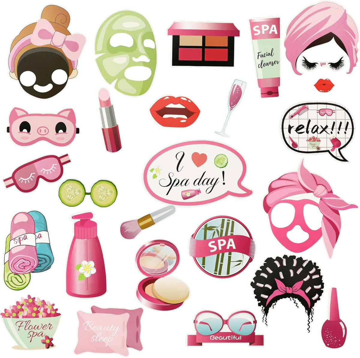 26 PCS Spa Party Photo Booth Props T40895