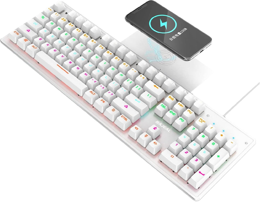 104 Keys Wired Full Size Mechanical Gaming Keyboard with Wireless Charger D9297