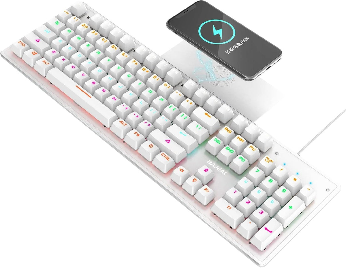 104 Keys Wired Full Size Mechanical Gaming Keyboard with Wireless Charger D9297