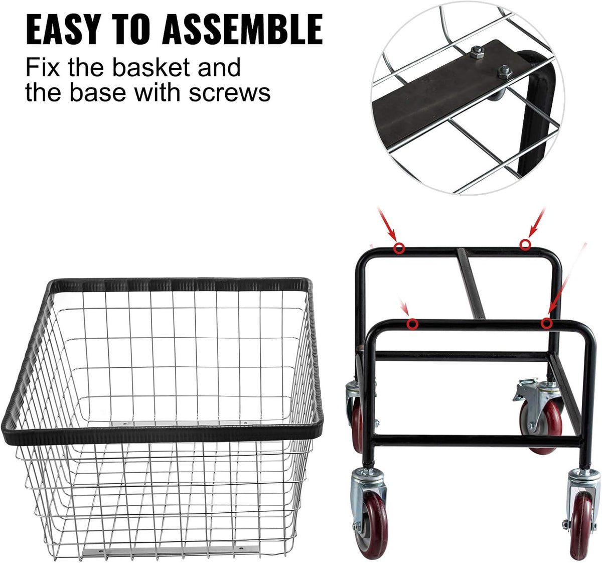 2.5 Bushel Wire Laundry Cart with Wheels H710310