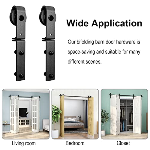 Black Track Bi-Folding Sliding Barn Door Hardware Kit Z683867