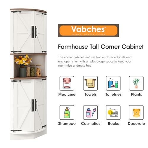 64.8" Tall Grey Corner Cabinet with 4 Doors and 5 Shelves W553