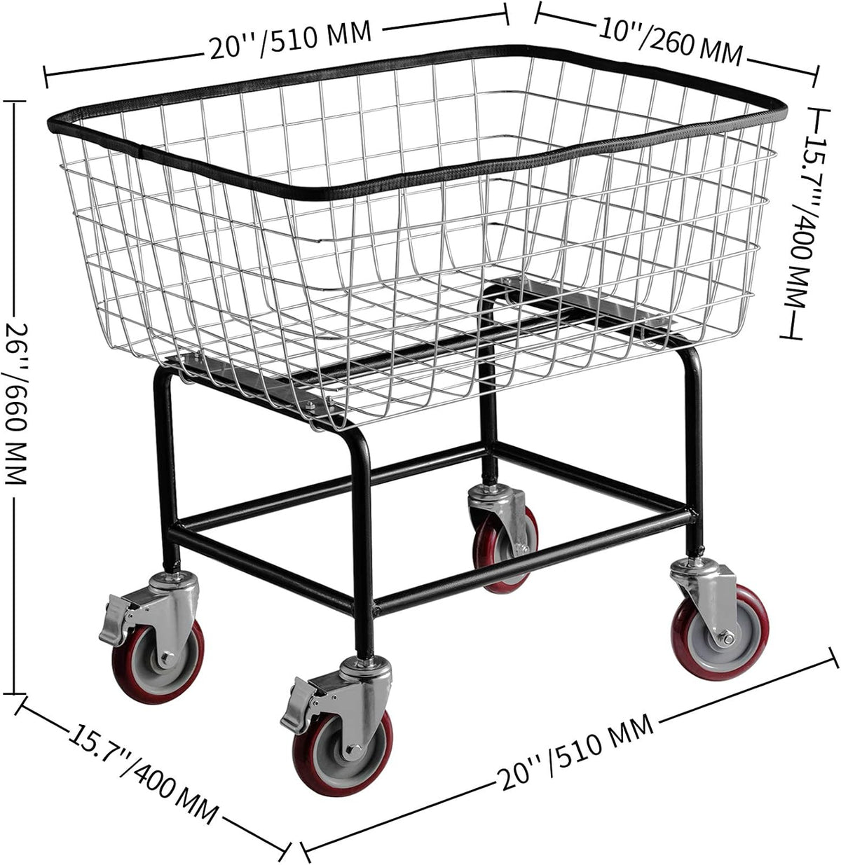 2.5 Bushel Wire Laundry Cart with Wheels H710310