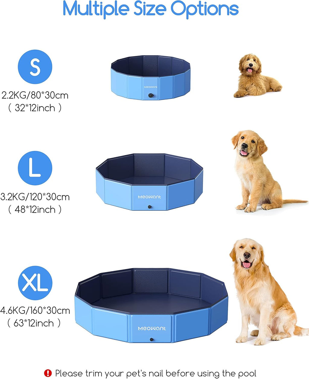 Foldable Hard Plastic Dog Pool 48inch Pack of 2 Q9719