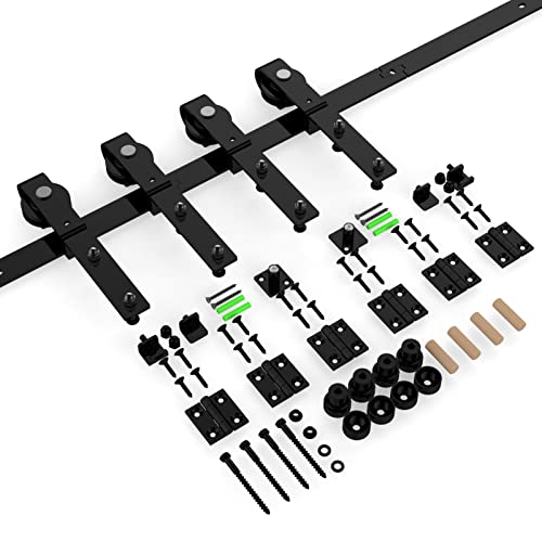 Black Track Bi-Folding Sliding Barn Door Hardware Kit Z683867