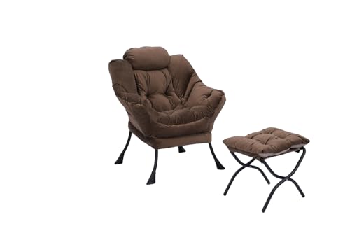 Blue Upholstered Lounge Chair with Ottoman M8632