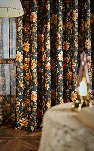 Sheer Curtains Voile Panel Retro Print Matching Printed Window Treatment Semi Draperies (1 Panel, W 50 x L 72 inch) N292
