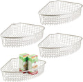 Metal Kitchen Cabinet Lazy Susan Storage Organizer Basket with Front Handle - 4 Pack S222