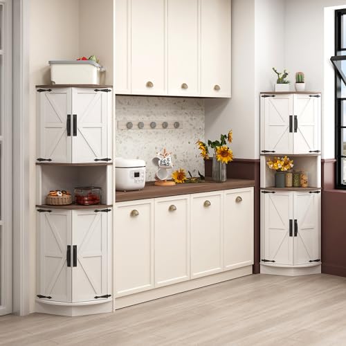 64.8" Tall Grey Corner Cabinet with 4 Doors and 5 Shelves W553