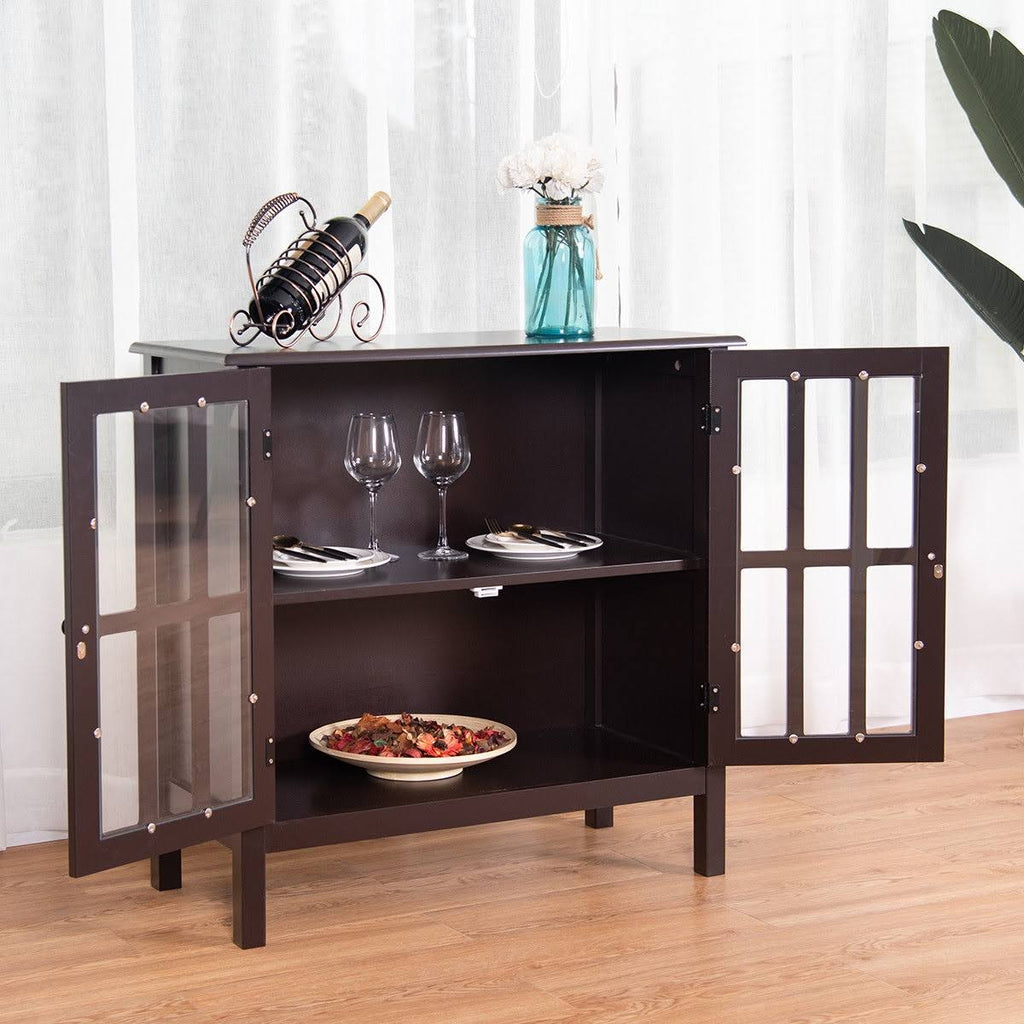 Brown Glass Door Sideboard Cabinet D7857