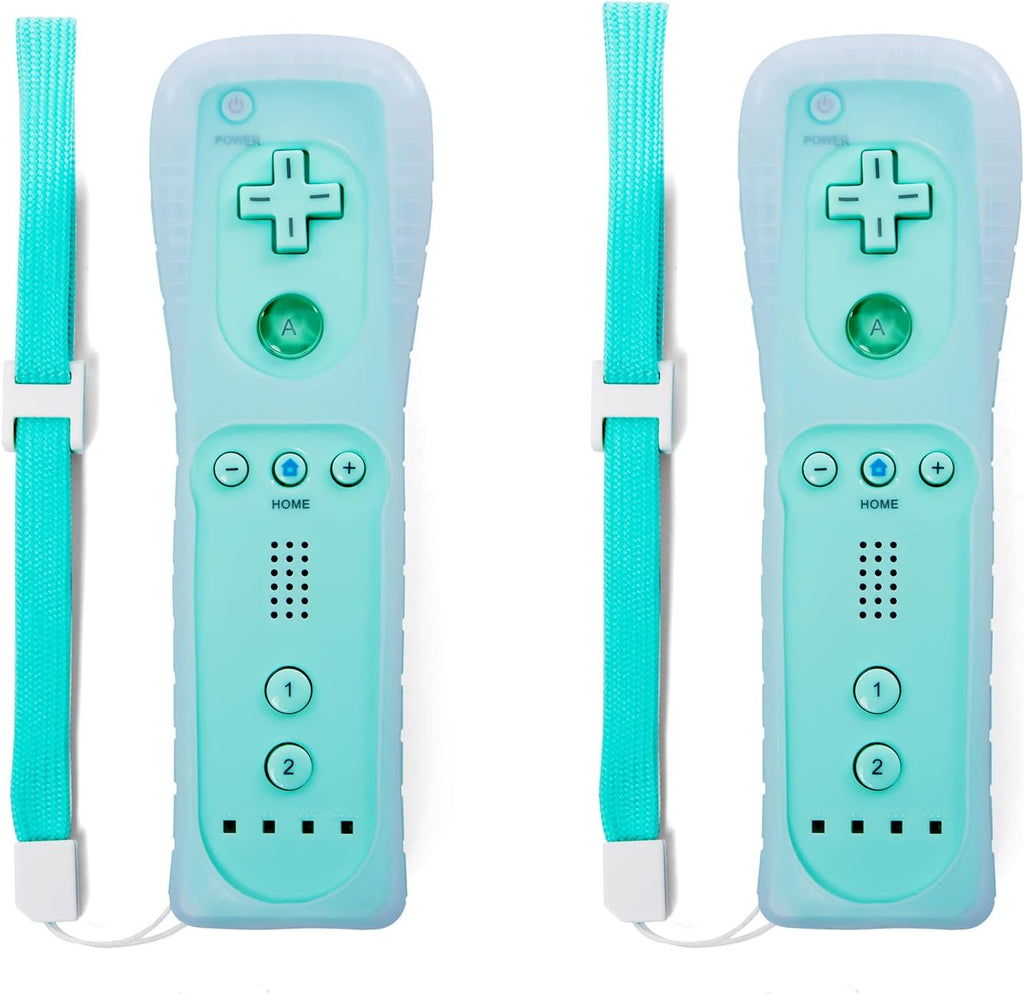 2 Pack Wii Remote Controller Silicone Case and Wrist Strap Light Green L556892