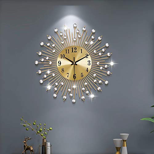 24Inch Round Crystal Black Silent Wall Clock W78029