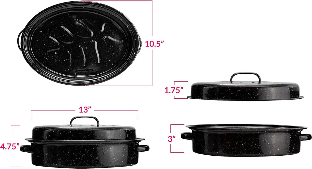 Black 15" Oval Roaster Pan With Lid R1457
