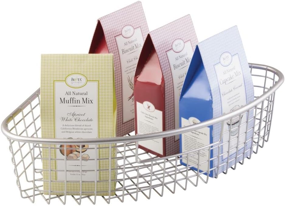 Metal Kitchen Cabinet Lazy Susan Storage Organizer Basket with Front Handle - 4 Pack S222