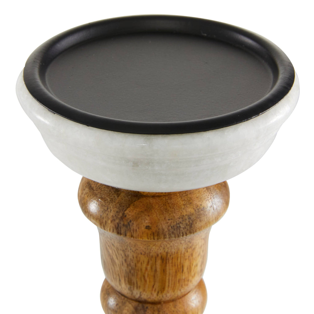 Mango Wood Pedestal Candle Holders Set of 2 P922