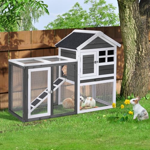 48" Wood Rabbit Hutch with Run E404