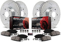 Front and Rear Carbon Fiber Brake Pads with Drilled & Slotted Brake Rotors Kit R994142