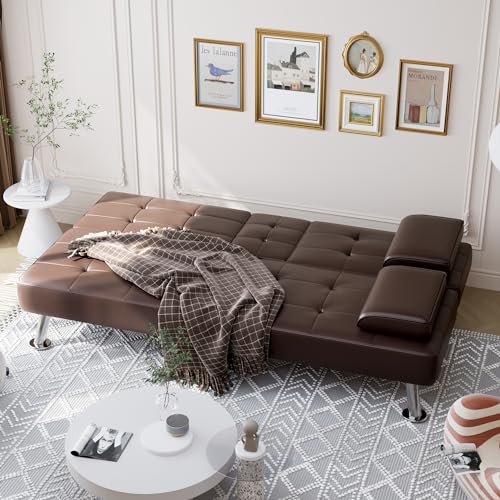 Dark Gray Linen Fabric Reversible Convertible Sofa Bed with Storage Chaise U9280