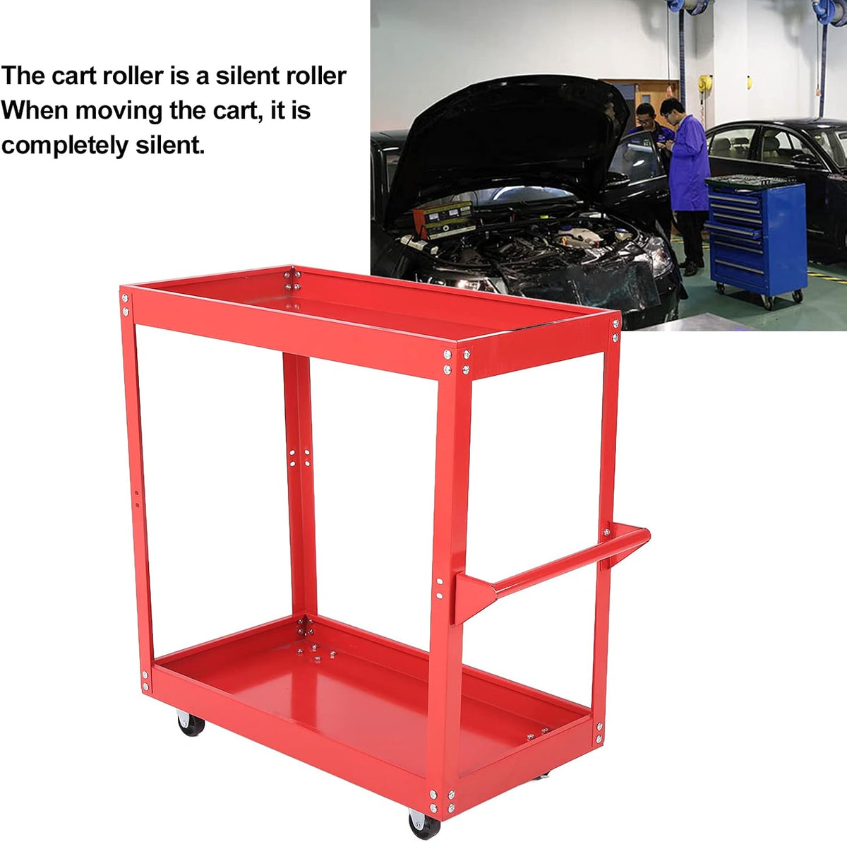 Utility Cart 2-Tray Rolling Storage Trolley C742850