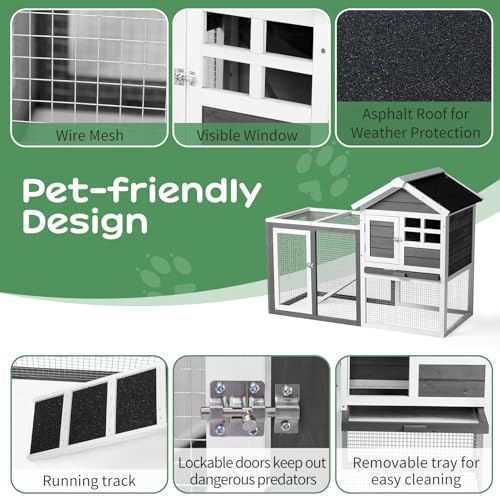48" Wood Rabbit Hutch with Run E404