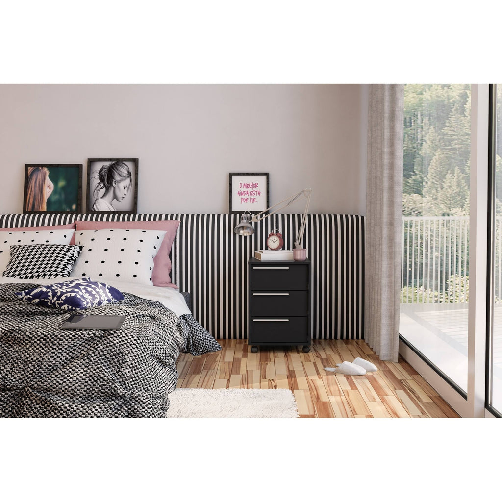 Black 3 Drawer File Cabinet O6947