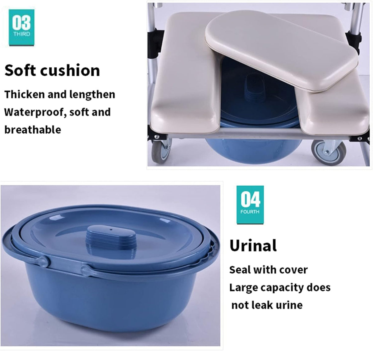Wheelchair Shower Commode Chair with Footrests Q962