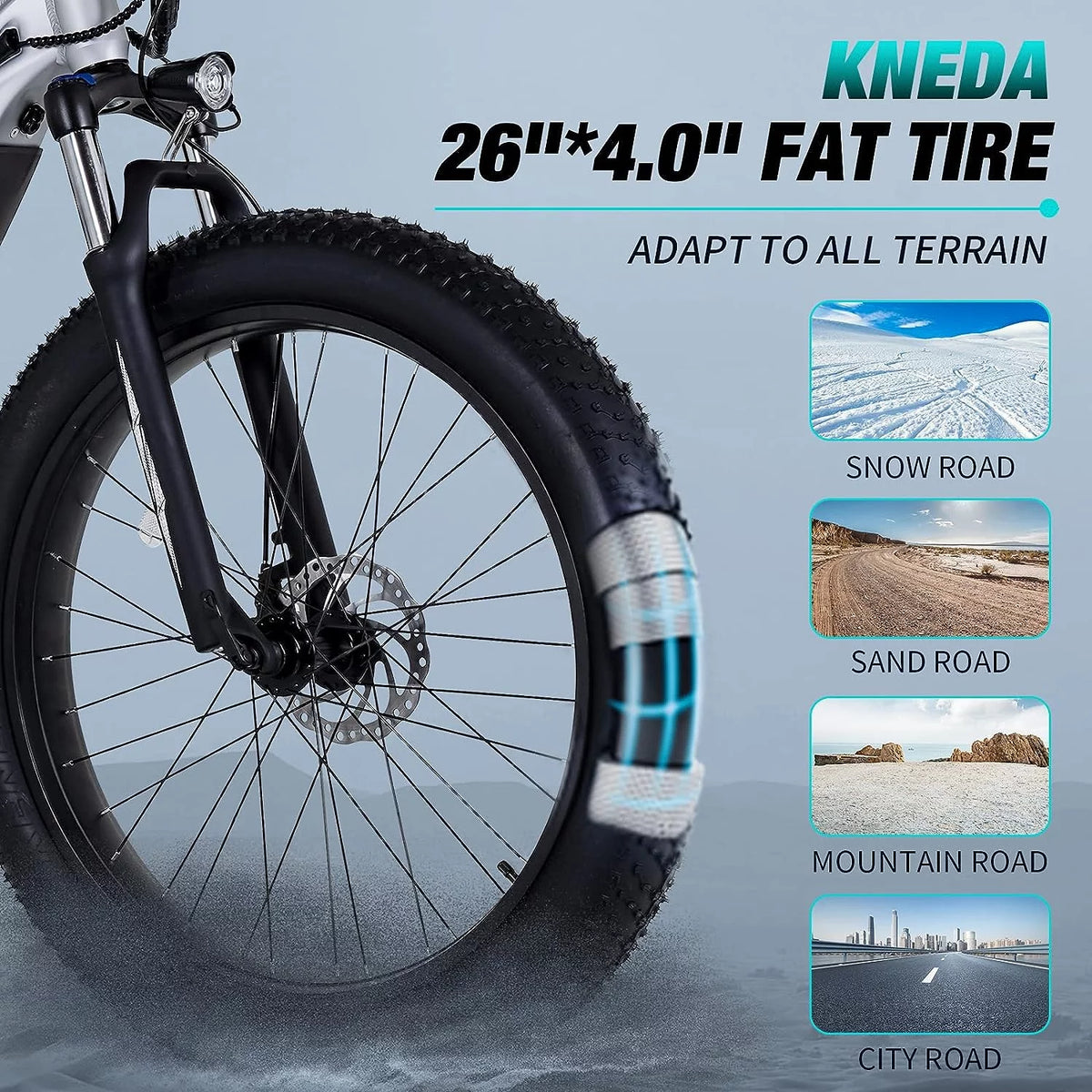 750W 48V 14AH Removable Battery 26" Fat Tire Electric Bike P420