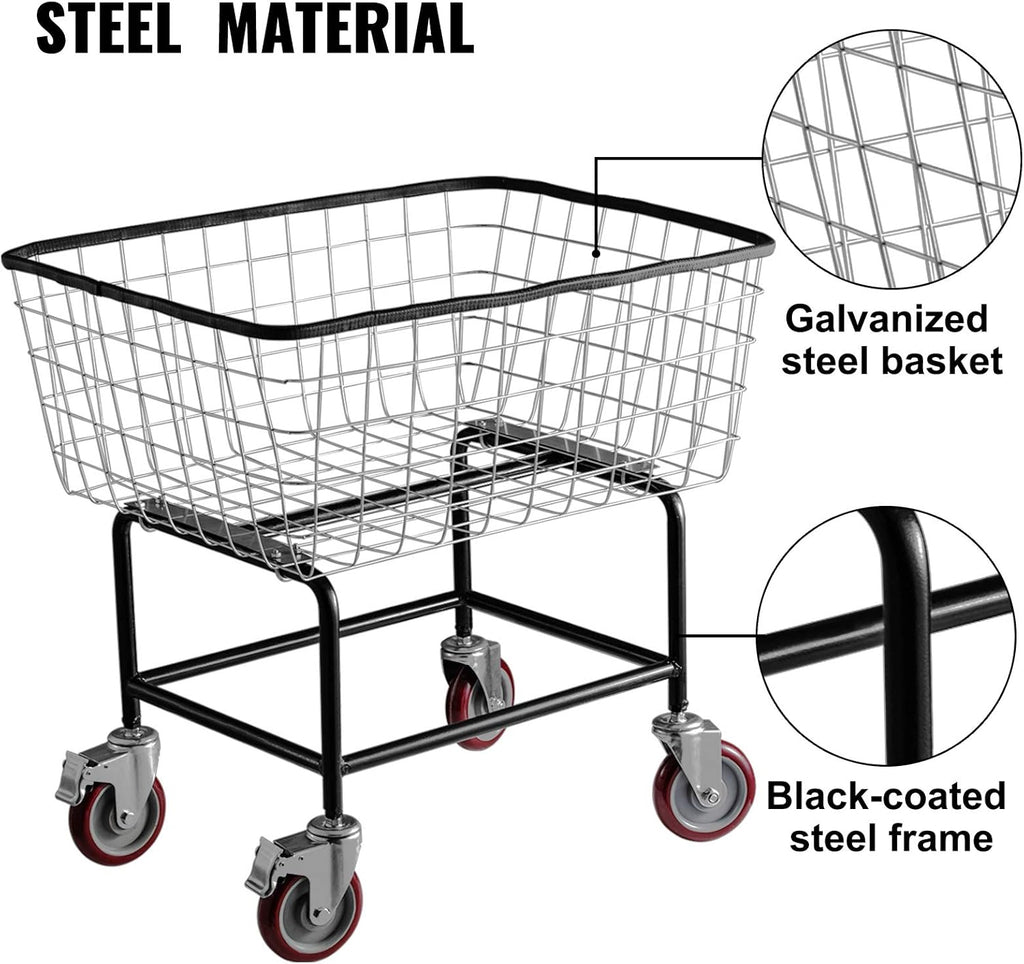 2.5 Bushel Wire Laundry Cart with Wheels H710310