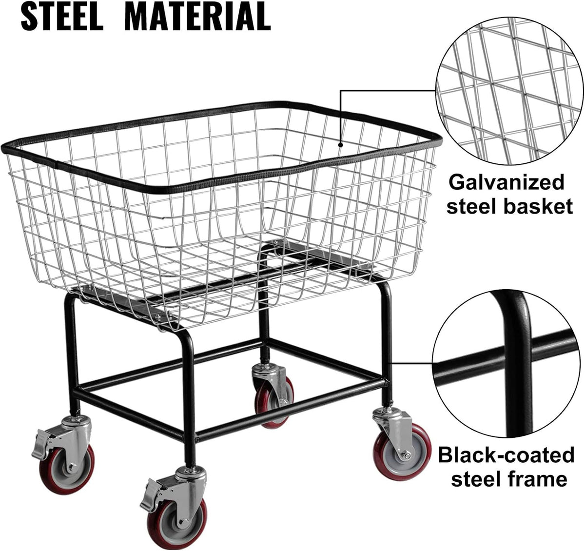 2.5 Bushel Wire Laundry Cart with Wheels H710310