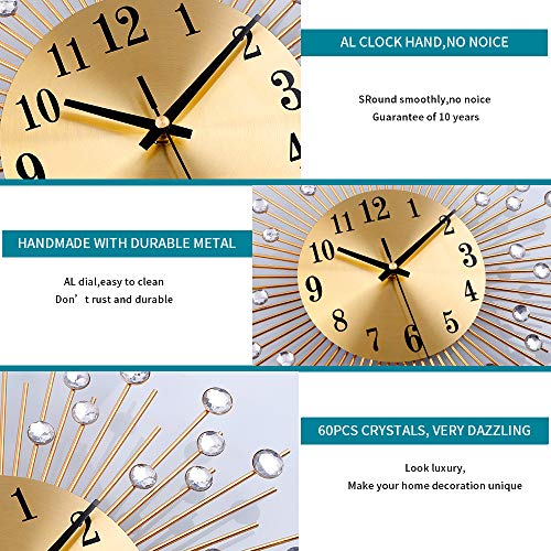 24Inch Round Crystal Black Silent Wall Clock W78029