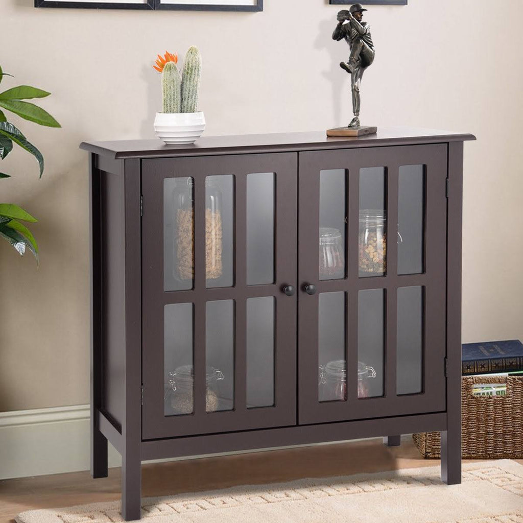 Brown Glass Door Sideboard Cabinet D7857