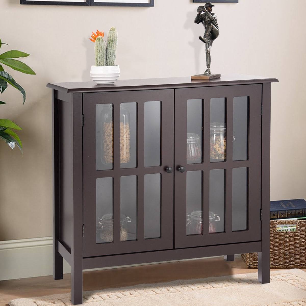 Brown Glass Door Sideboard Cabinet D7857
