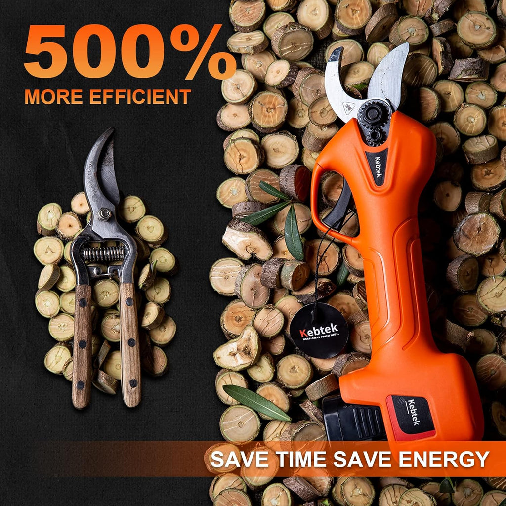 Battery Powered Electric Pruning Shears Cordless with 2Pack 2Ah Rechargable Batteries 16.8V 25MM Cutting Diameter L5047