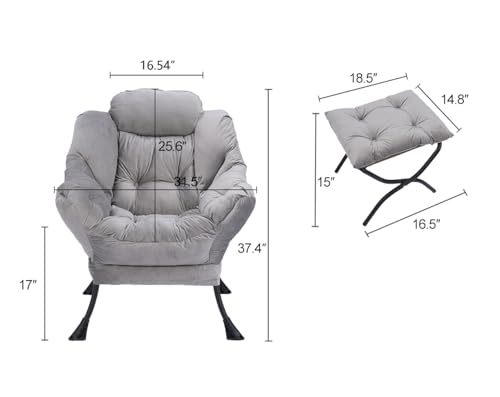 Blue Upholstered Lounge Chair with Ottoman M8632
