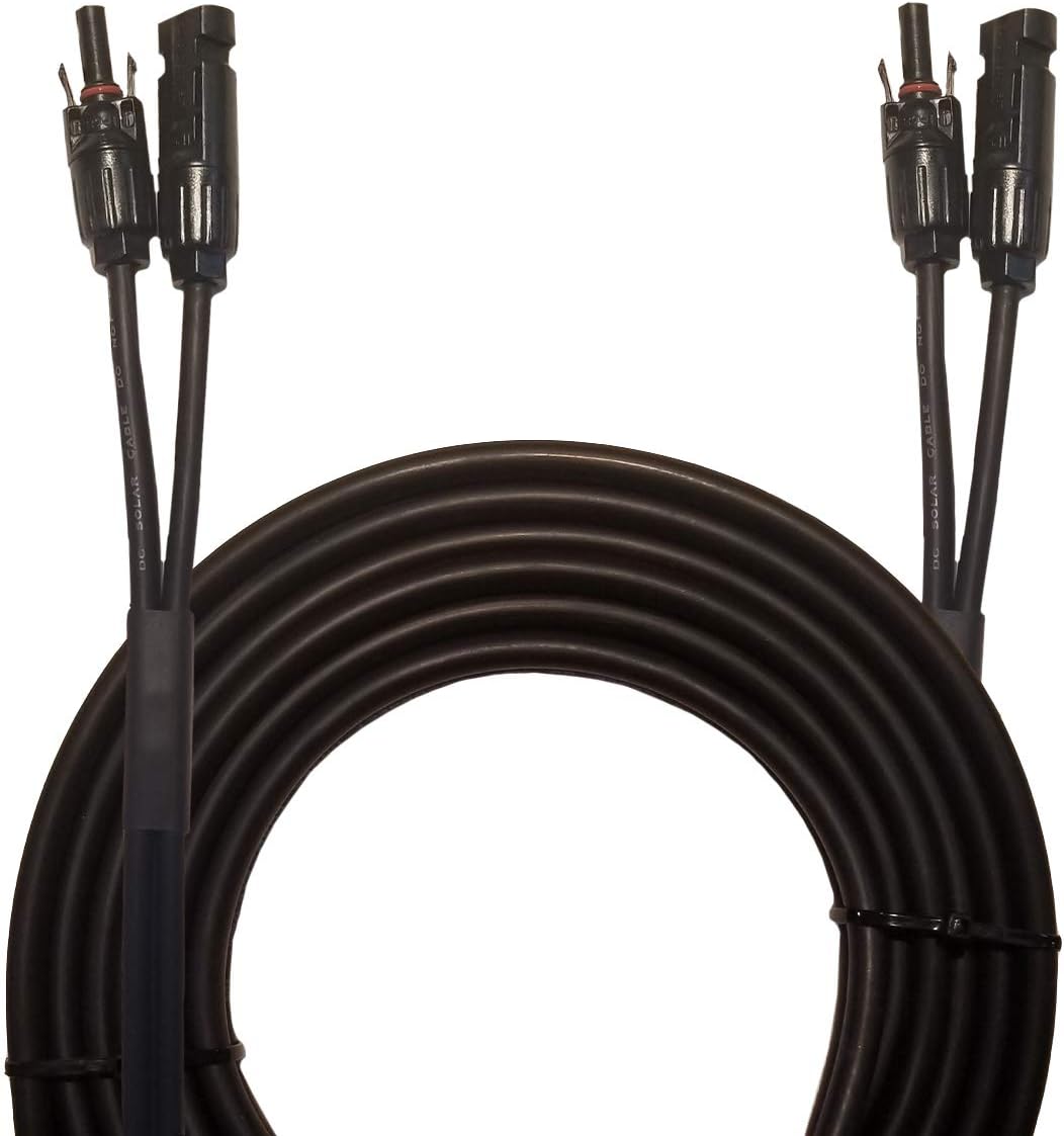 20 Feet 2x10 AWG Twin Wire Solar Extension Cable with Connectors Q367