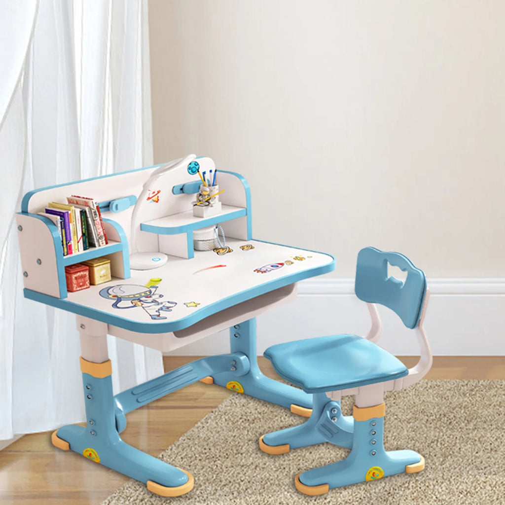 Blue Height Adjustable Kids Desk and Chair Set with Drawer H31367