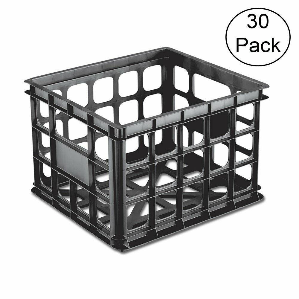Plastic Black Storage Box Crate 30 Pack B2031