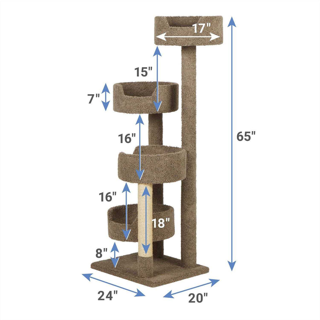65-in Real Carpet Wooden Cat Tree R7616