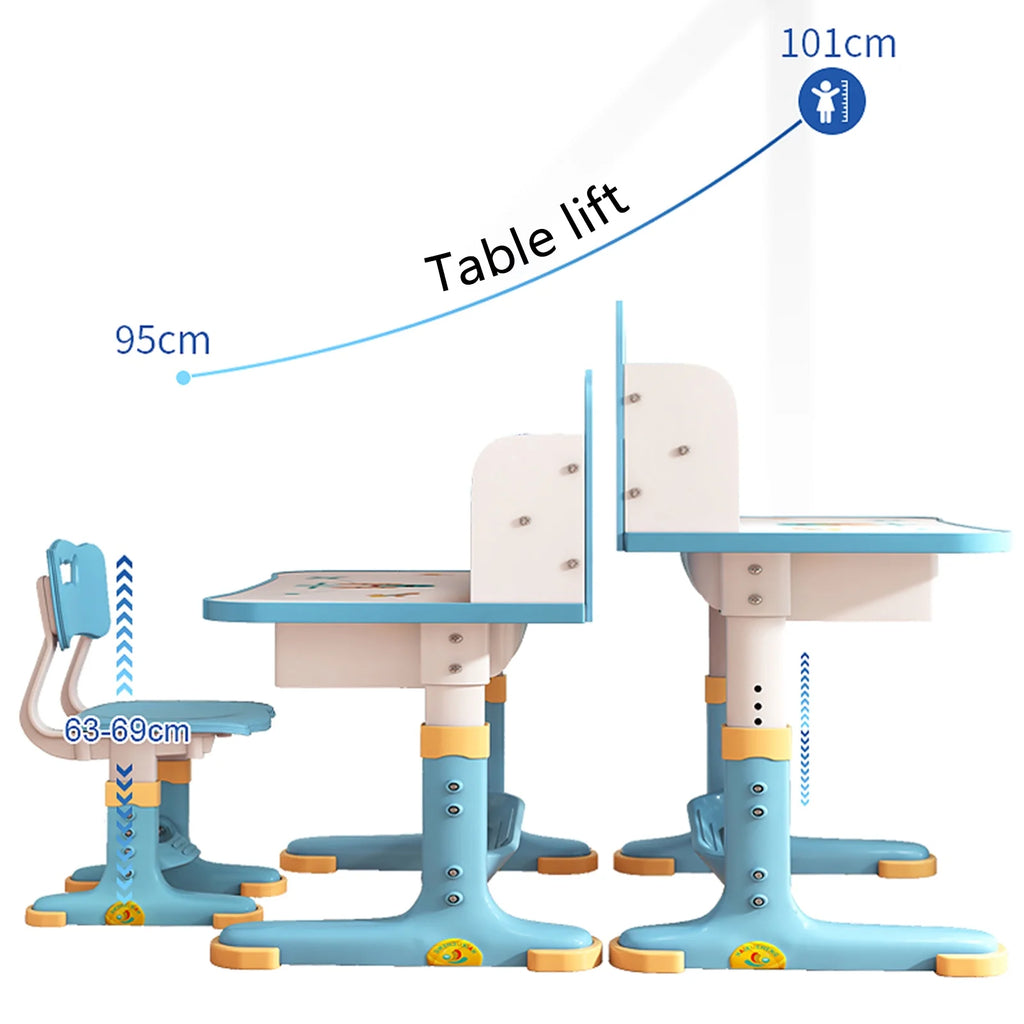 Blue Height Adjustable Kids Desk and Chair Set with Drawer H31367