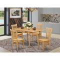 5 Piece Oak Finish Wooden Dining Table Set W38130