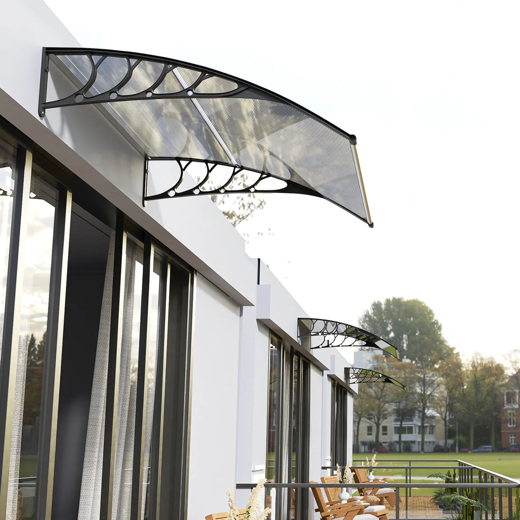 Clear Polycarbonate Door Canopy with Black Bracket T1605