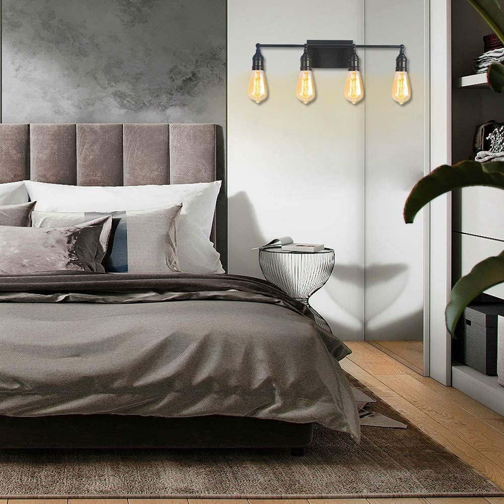 Matte Black 4-Light Industrial Vanity Light Fixture K3608