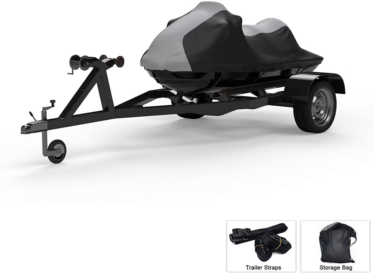 Gray/Black All Weather Jet Ski Cover with Trailer Straps and Storage Bag R4689