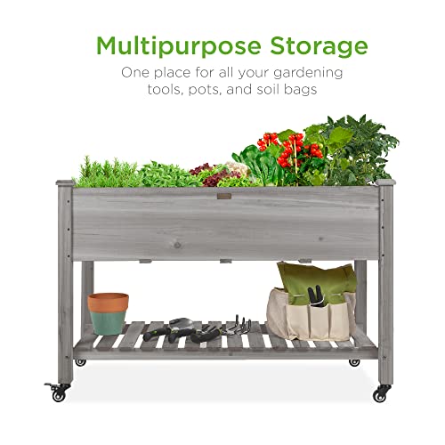 48x24x32-inch Mobile Elevated Wood Planter S488496