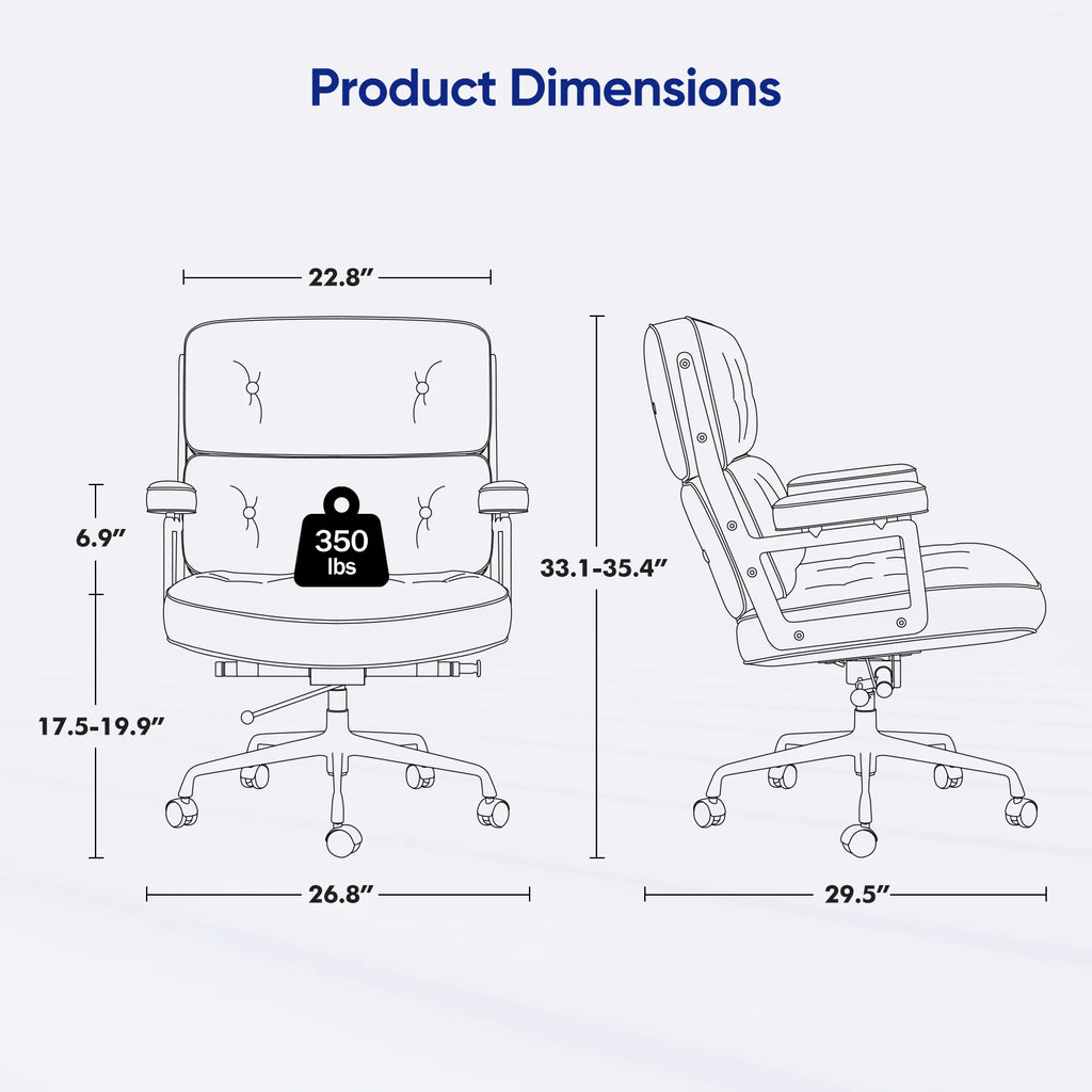 White Genuine Leather Office Chair J440